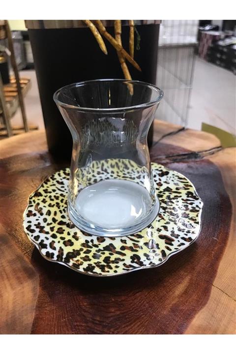 BAYSEM Arow 3093 Leopar Desenli Çay 6 Kişilik Seti