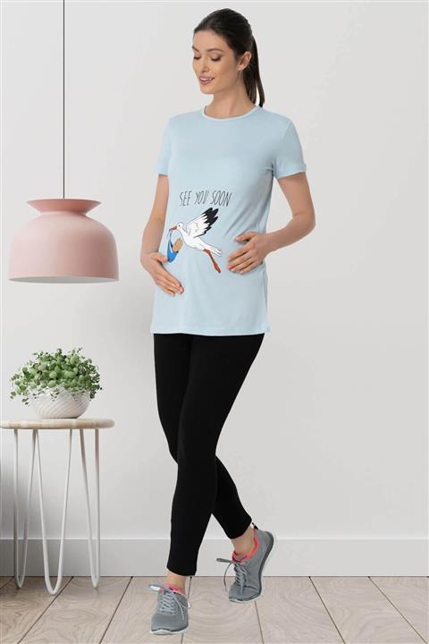 TT VERA Mavi Hamile Lohusa Tişört Tayt Takım