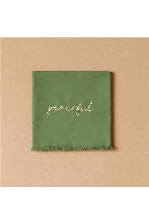 KALİLA Peaceful Mood Şal %100 Pamuk Yeşil (nakışlı)