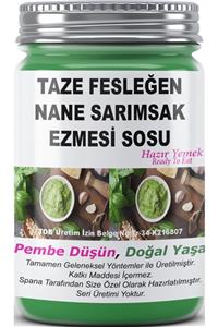 SPANA Ev Yapımı Katkısız Taze Fesleğen Nane Sarımsak Ezmesi Sosu 330 gr