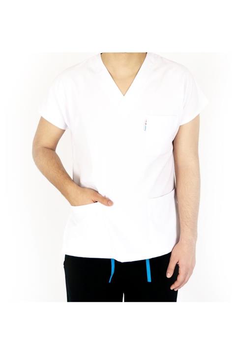 Simirna Üniforma Unisex Beyaz Cerrahi Üst