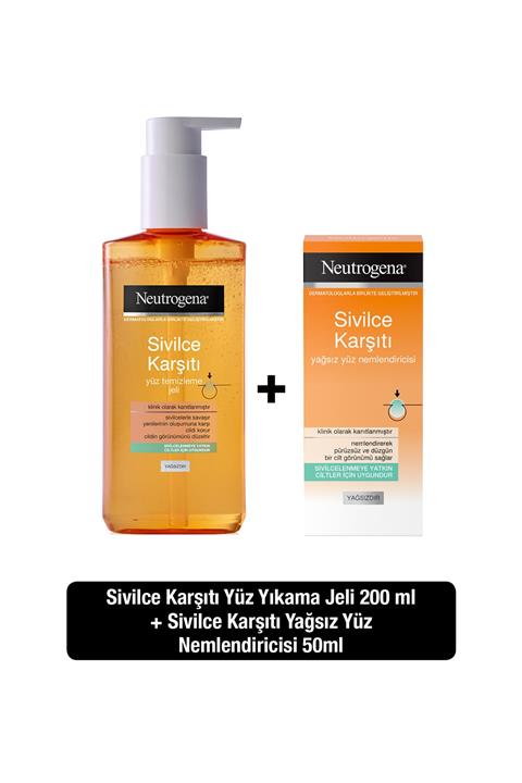 Neutrogena Sivilce Karşıtı Temizleme Jeli 150 ml+Nemlendirici 50 ml