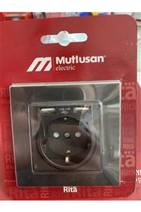 Mutlusan Topraklı Priz 2 Li Usb Şarj Prizi Siyah Renk