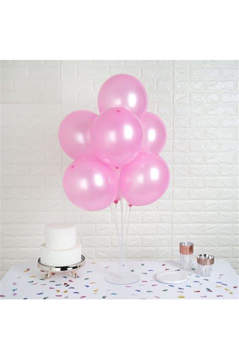 Bihızlı 105 Cm Ayaklı Balon Standı + 7 Adet Metalik Balon (pembe Renk)