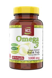 NCS Limon Aromalı Omega 3 Balık Yağı 1000 Mg Vitamin D Vitamin K Vitamin E 60 Softgels