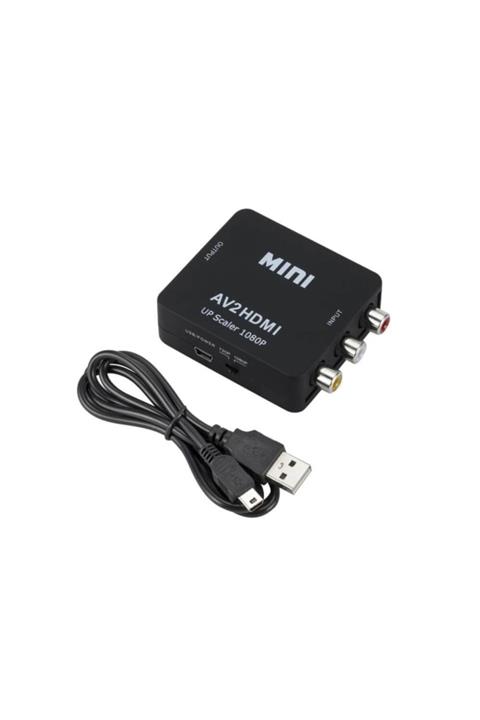 Mini Scart Rca Lale Tos To Hdmi Çevirici Dönüştürücü Converter Siyah