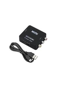 Mini Scart Rca Lale Tos To Hdmi Çevirici Dönüştürücü Converter Siyah