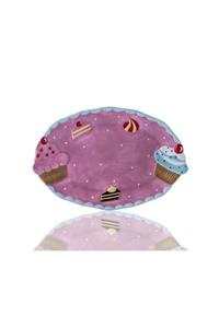 Porio M53-117 - Puantiyeli Pembe Cupcake Kayık Tabak
