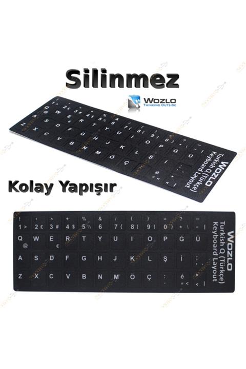 WOZLO Laptoplar Için Türkçe (q) Klavye Sticker Siyah