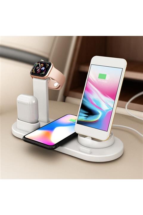 HZL 4 In 1 Wireless Kablosuz Şarj Iphone + Usb C + Mıcro Usb Şarj Standı