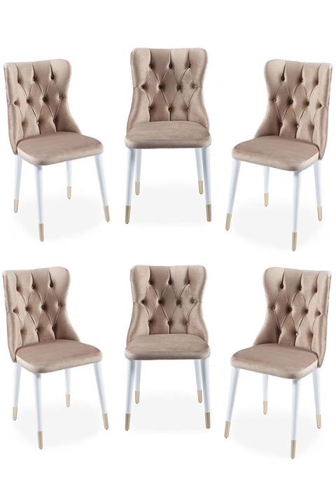 Express Mobilya Miel Kapitoneli Sandalye 6'lı