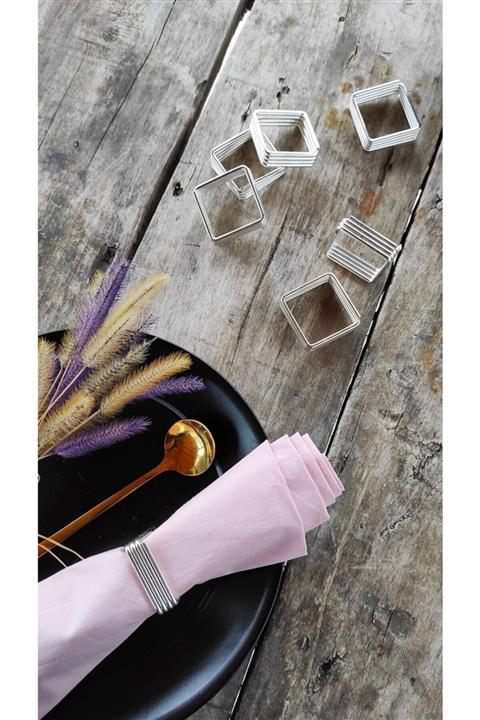 Esafe Home 6'lı Nikel Krom Kaplama Metal Peçete Yüzüğü