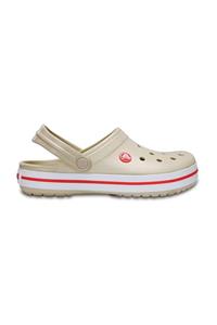 Crocs Bej Unisex Crocband Kenarı Kırmızı Beyaz Çizgili Terlik