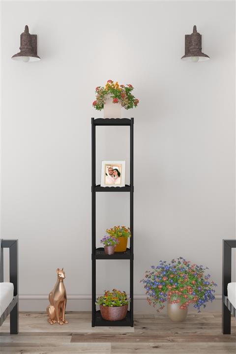 moniev Işıl 4 Raflı Plastik Dekoratif Çiçeklik Saksı Standı 4kk_s