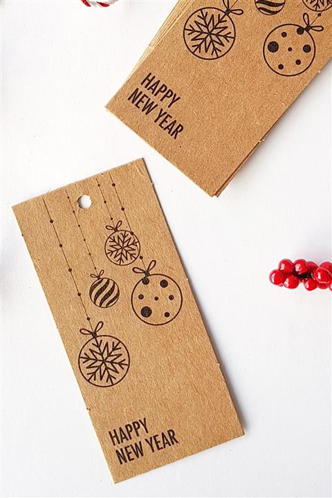 Funbou Kraft Etiket, Yılbaşı Süsleri / 20 Adet