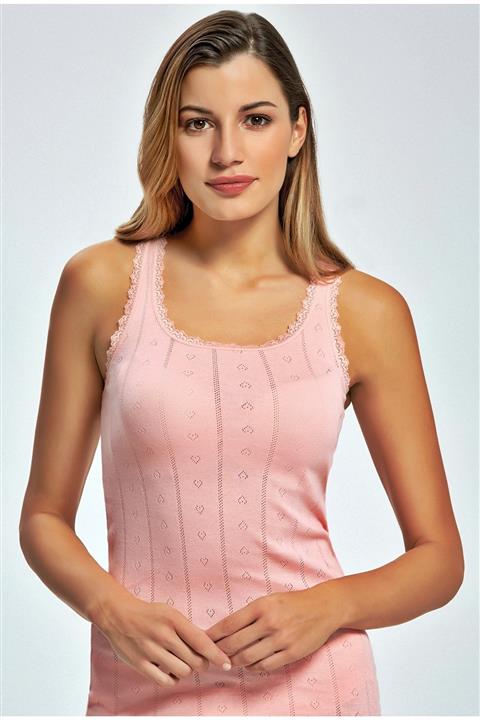 İlke 3'lü Paket Pudra Renk Kalın Askılı Kendinden Kalp Desenli Atlet