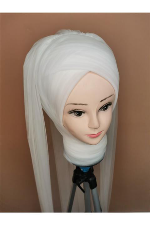 Gülşah Moda Tesettür & Hazır Türban Hazır Duvak Kırık Bayaz Salaş Sarma