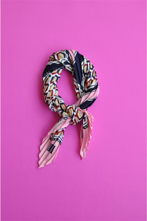 TOPTANFULARCI Pembe Desenli Piliseli Fular