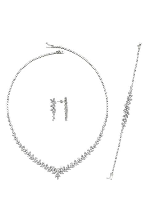 ALTINKÖŞE Beyaz Altın Düğün Seti 14 Ayar Aksd019