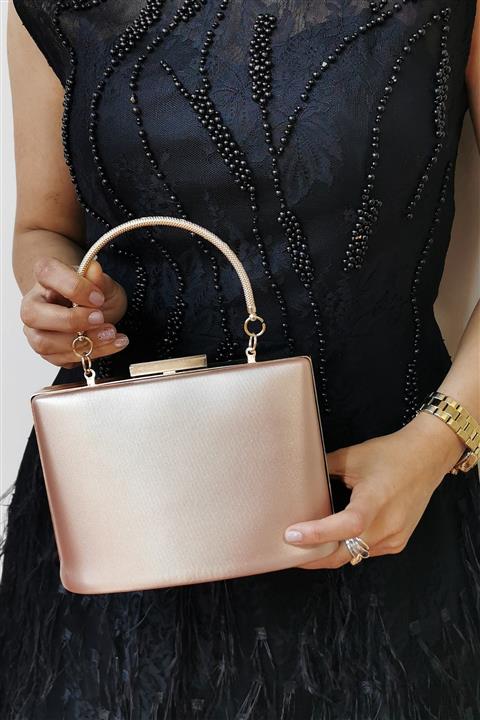 NAZART Kadın Pudra Clutch Abiye Çanta