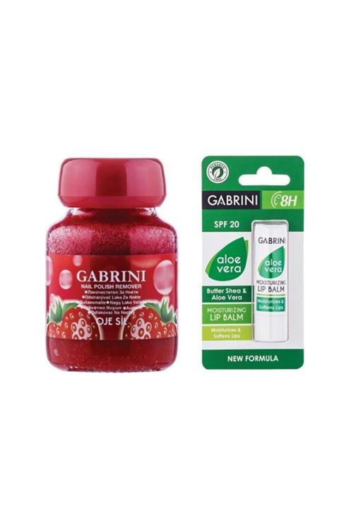 Gabrini Cam Şişe Aseton Strawberry Lıp Care Aloe Vera 20spf Makyaj Seti