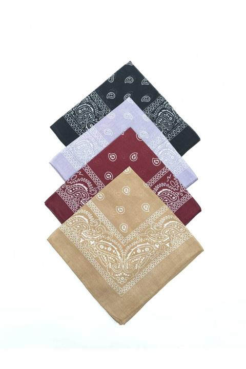 Fular Marketi 4 Adet Etnik Desenli Pamuk Fular