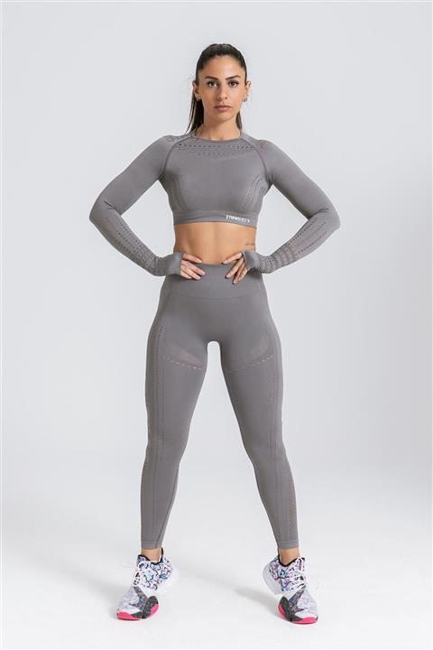 Gymwolves Kadın Uzun Kollu Dikişsiz Spor T-shirt | Crop Tops | Aktive Power Serisi