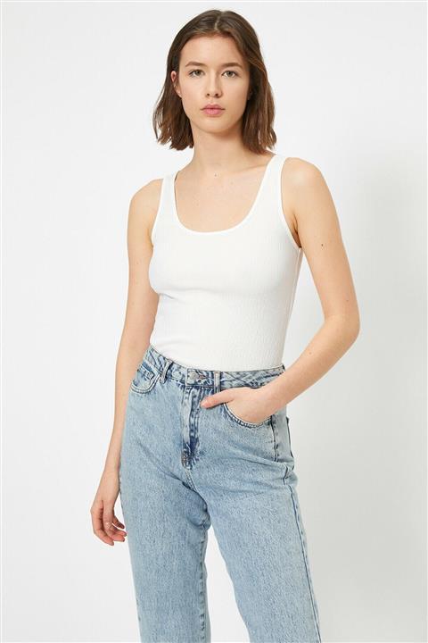 Koton Kadın Ekru Düz Atlet