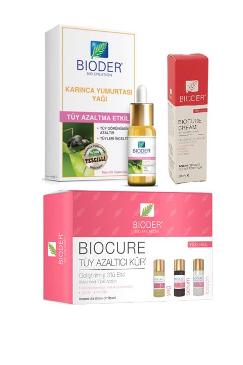 Bioder Tüm Cilt Tipleri Için Tüy Azaltıcı Karınca Yumurtası Yağı 30 Ml+yüz Serum 3x5ml+yüz Krem 30ml