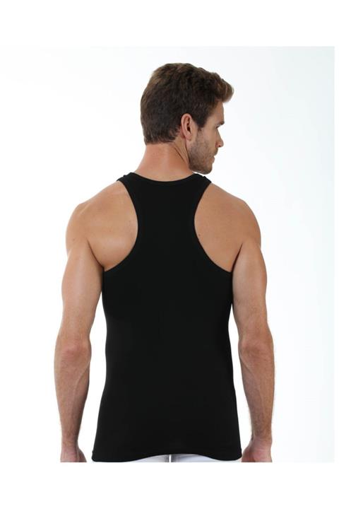 Öztaş Underwear Öztaş 5'li Erkek Ribana Rambo Siyah Atlet