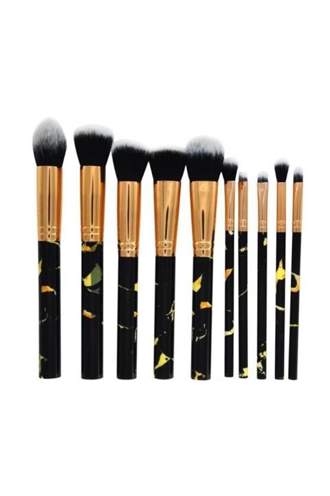 pazariz Makyaj Fırça Seti Mermer Desenli 10 lu Set