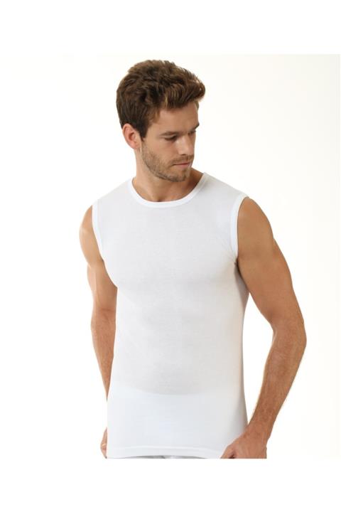 Öztaş Underwear Öztaş 5'li Erkek Ribana Kolsuz Beyaz Atlet