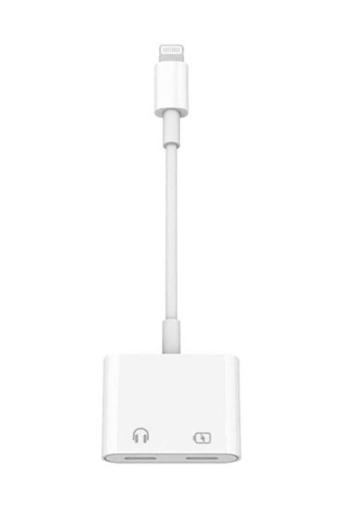 KingPower Iphone Lightning 2in1 Şarj + Kulaklık Dönüştürücü 2 Taraf Lightning Beyaz