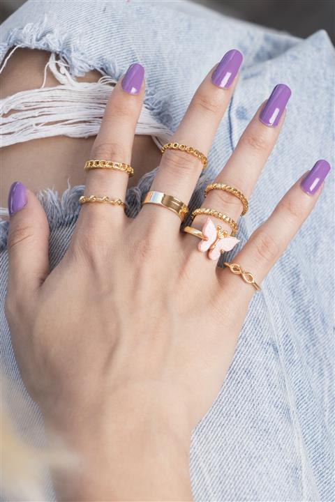 Ervalina 8'li Yüzük Ve Eklem Yüzük Set