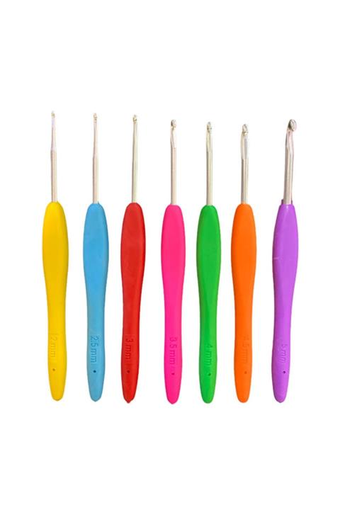 ŞENELYÜN Şenel Yün Silikon Saplı Yün Tığ Set Çantalı Set Içi Tığ No: 2mm, 2.5mm, 3mm, 3.5mm, 4mm, 4.5mm, 5mm
