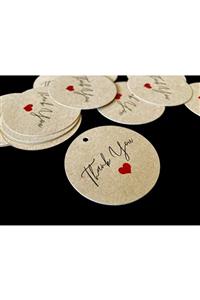 etikettcim Kraft Delikli Etiket (4X4CM) 50 Adet - Thank You