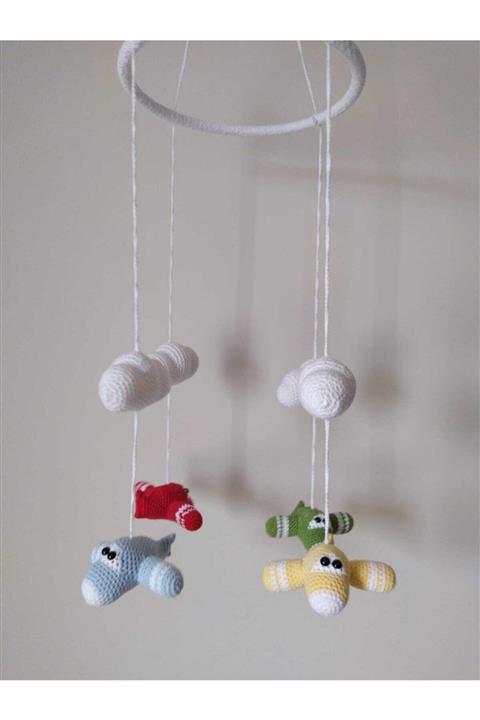 SERVİSİ GELSİN El Yapımı Organik Amigurumi Uçaklı Dönence