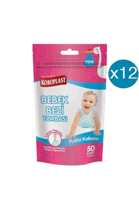 Koroplast Bebek Bezi Torbası Pudra Kokulu 50'li X 12 Paket