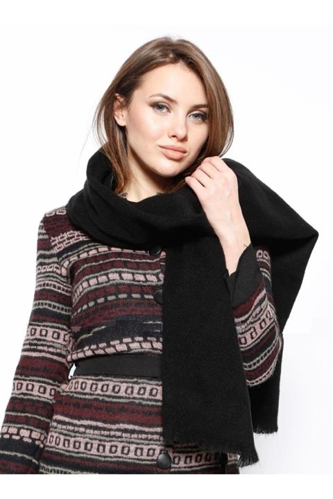 Mısırlı Eşarp Kadın Siyah Kışlık Etol Omuz Şalı