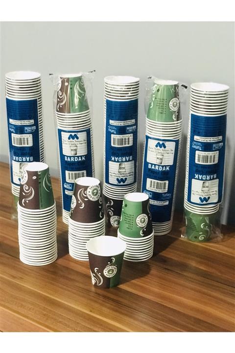 Sağlam Emin Ambalaj ( Görsel Bize Ait ) 6,5 Oz Karton Bardak 250 Adet Yeşil Desen