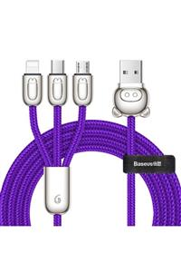 Baseus Camlt 3in1 Type-c-lightning-micro Usb 3ın1 Halat Usb Kablo Mor Camlt-pg03