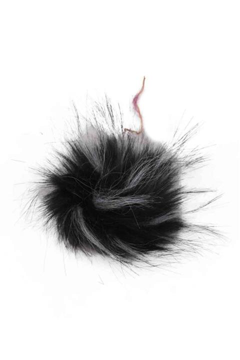 Simisso Siyah Beyaz Kürk Ponpon