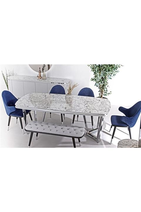 CaddeYıldız Mood Yemek Masası Takımı - Mermer