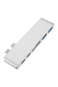 Streak Çift Type-c Usb 3.0 Çoklayıcı Kart Okuyucu Çevirici Macbook Bw3185 - Gümüş