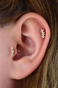 Vilma Aksesuar Cerrahi Çelik Helix-tragus Piercing Çoklu Çiçek Figür (8mm) Gold Renk