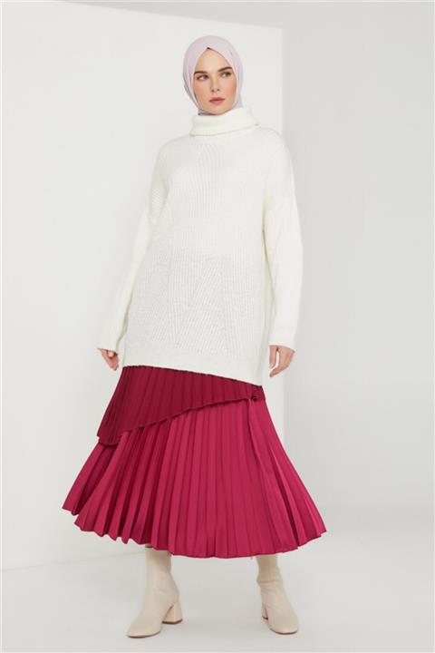 Armine Asimetrik Plise Detaylı Etek 21k1110 Orkide