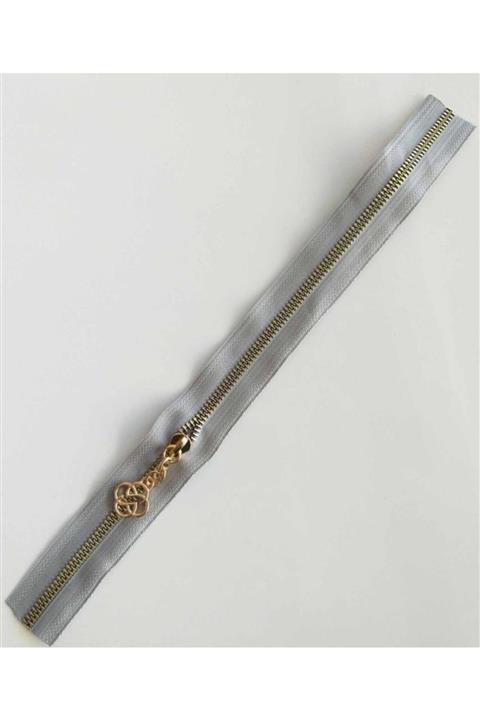 angel çanta aksesuar Başlıklı Fermuar 30 Cm Light Gold Metal Açık Gri