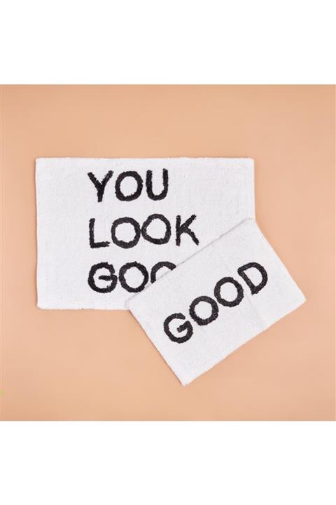 Bella Maison Pamuk Look Good Banyo Paspas Takımı Beyaz (60x90 - 40x60 cm)