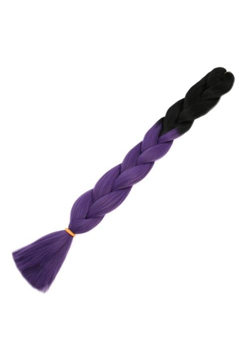 XPression Afrika Örgüsü Ve Rasta Için Sentetik Ombreli Saç - Siyah / Küllü Mor