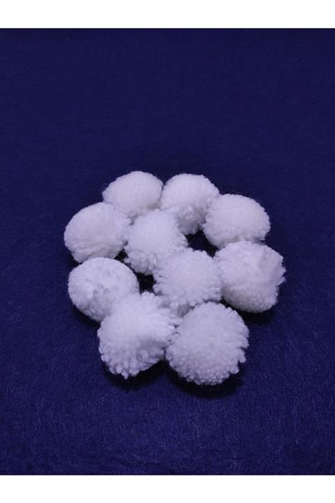 platin hediyelik 10 Adet Beyaz Renk Ponpon